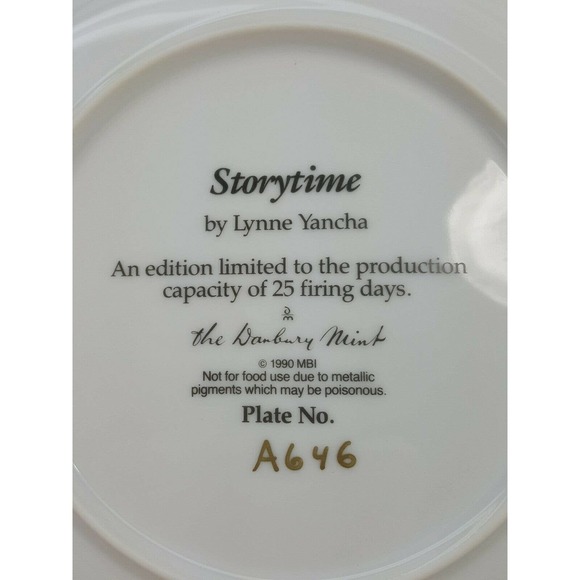 Storytime by Lynne Yancha Danbury Mint Collector Plate 1990 CDB40 - Picture 3 of 4